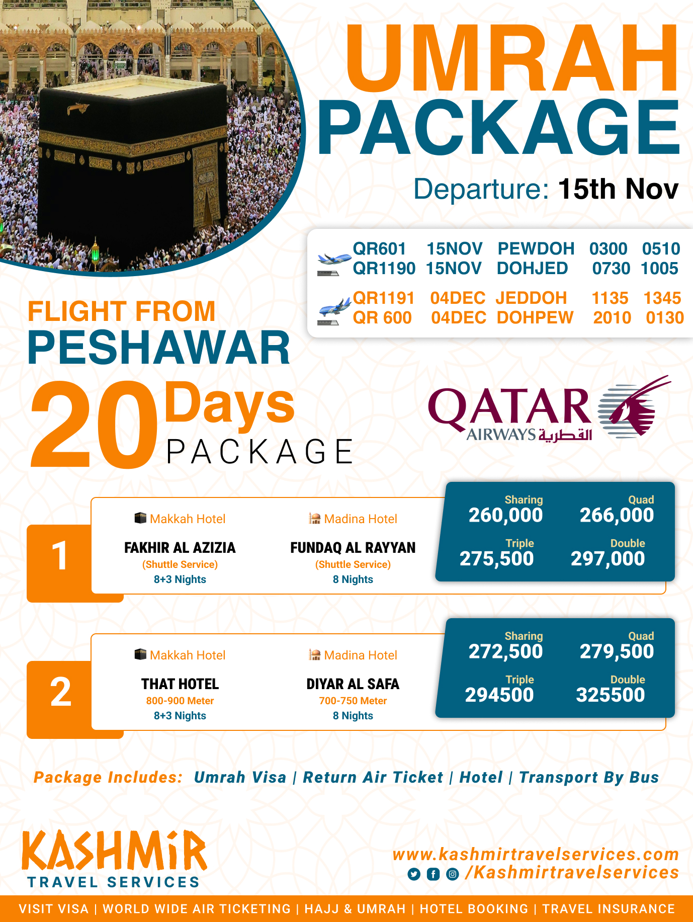 20 Days Umrah Package from Peshawar for November 2025