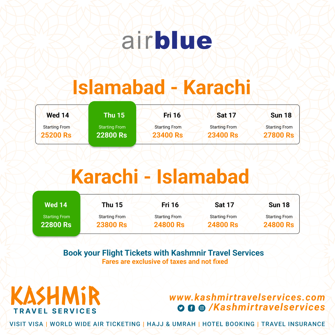 Islamabad to Karachi Air Blue Flight Price, Schedule & Packages 2025