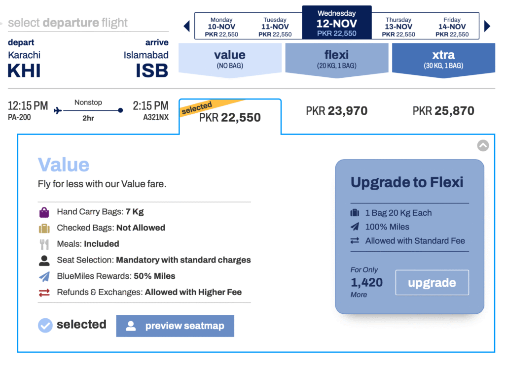 airblue flight details